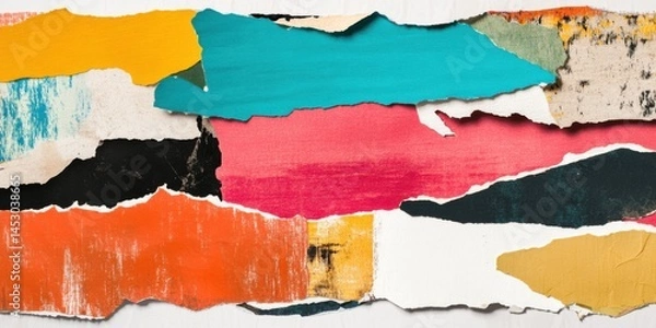 Fototapeta A Captivating and Vibrant Torn Paper Collage Created with Bold and Eyecatching Colors