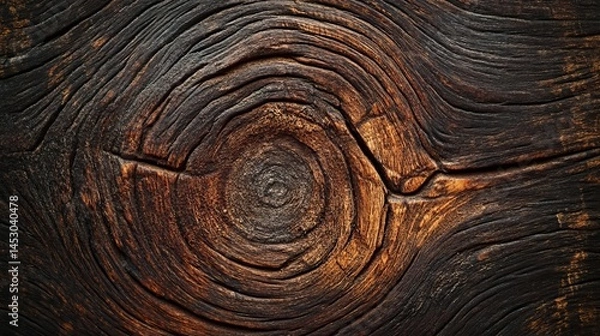 Obraz Dark brown wood texture background knot detailed rustic surface old aged tree rich deep grain plank