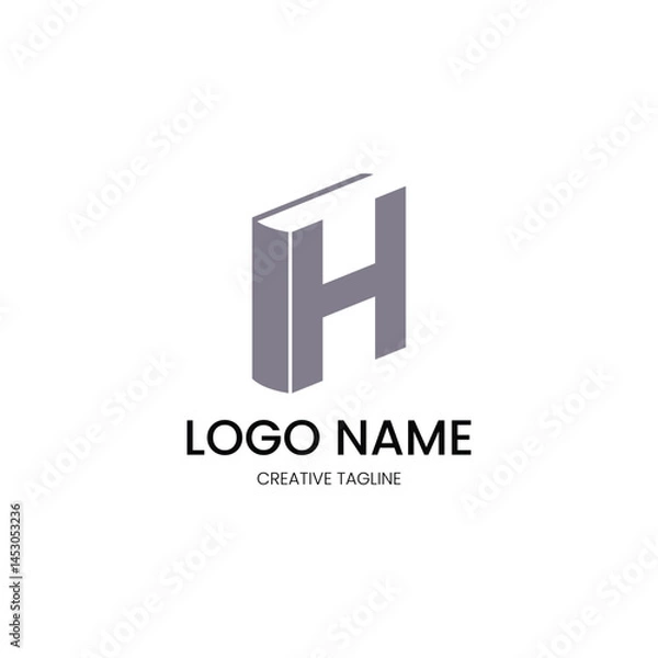 Fototapeta logo with a combination of books with the letter H