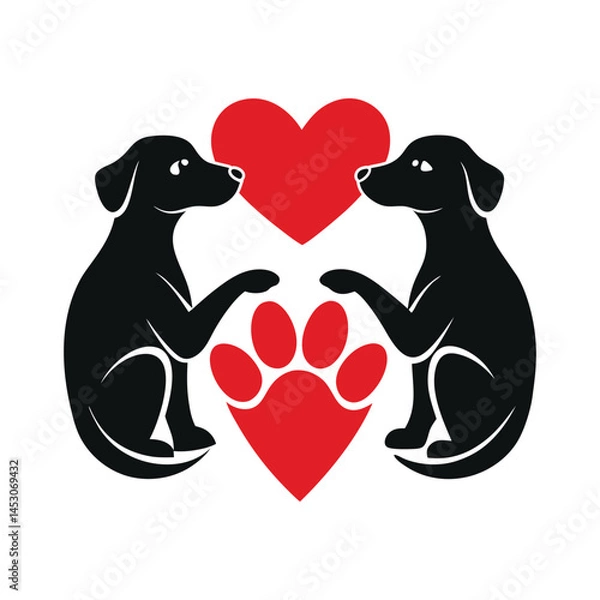 Obraz Bold twin dog design for international dog day vector illustration