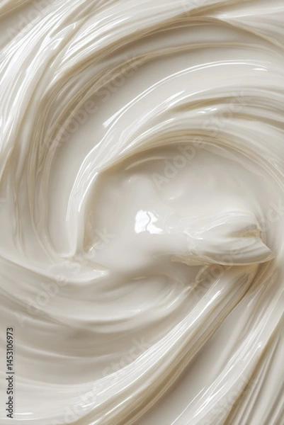 Obraz Flowing cream texture, glossy abstract background wave surface, cosmetic liquid flowing cream texture, background illustration. Vertical.
