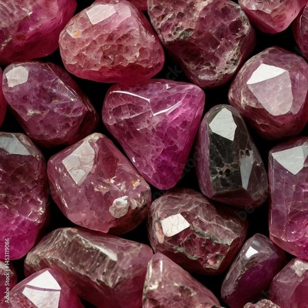 Fototapeta たくさんのピンクサファイアの原石