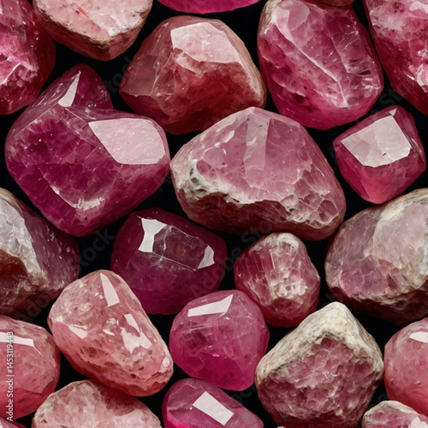 Obraz たくさんのピンクサファイアの原石