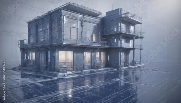 Fototapeta Crisp blueprint image, high-resolution detail  Architectural, engineering design ,  CAD,  civil engineering,  image