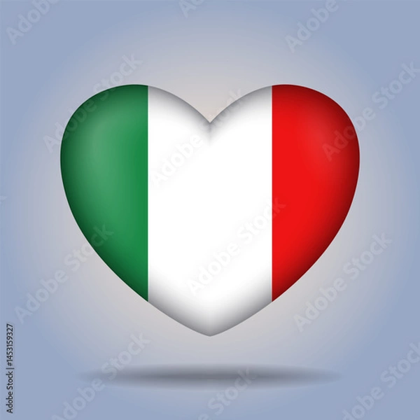 Obraz Italy flag heart button Isolated on color gradient background. Exclusive Icon flag