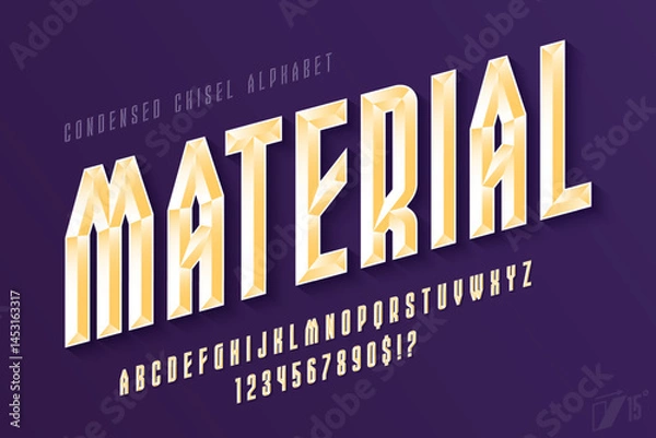 Obraz Chisel crystal letters design, original alphabet style. Color swatches control.