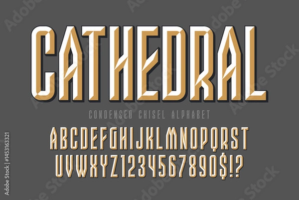 Obraz Chisel letters design, original vintage alphabet style.