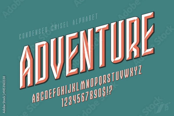 Obraz Chisel letters design, original vintage alphabet style.