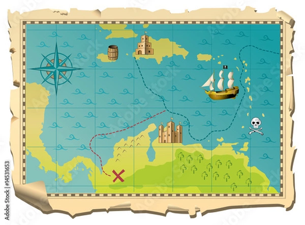 Obraz mapa skarbów piratów