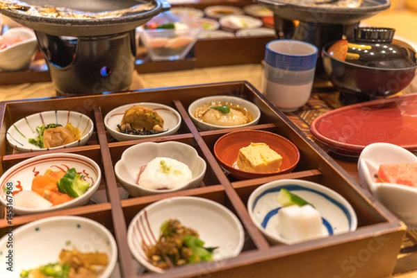 Obraz 日本の高級旅館の美しい朝ごはんの風景