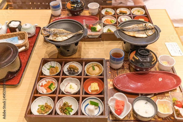 Obraz 日本の高級旅館の美しい朝ごはんの風景