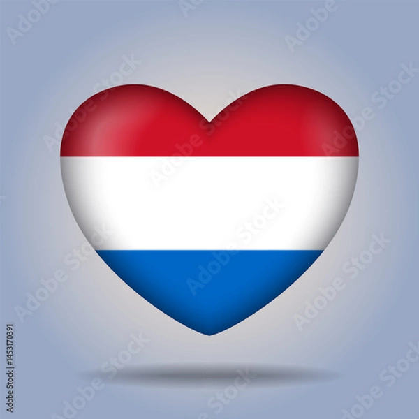 Fototapeta Netherlands flag heart button Isolated on color gradient background. Exclusive Icon flag