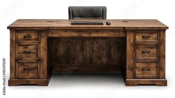 Fototapeta Solid wood executive desk with ample storage