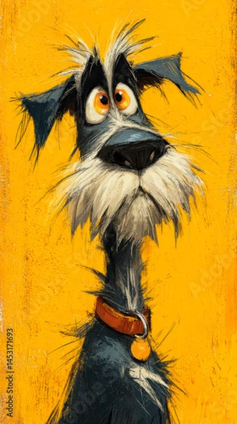 Obraz Whimsical cartoon dog portrayed in a playful and colorful painting style.