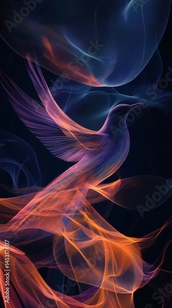 Fototapeta Abstract bird art wallpaper design with vibrant colors for desktop and mobile backgrounds digital art