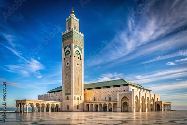 Obraz Minimalist Hassan II Mosque Casablanca, Morocco: Daylight Scenic View