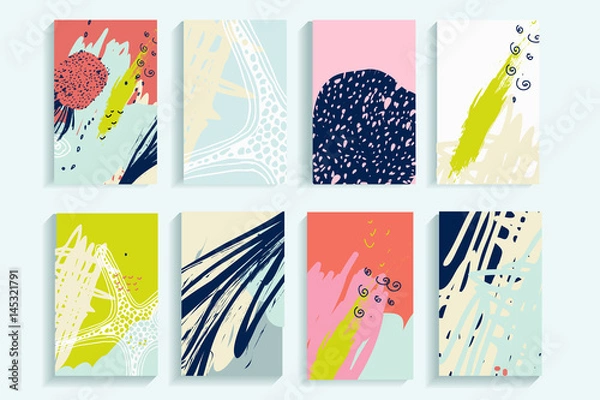 Fototapeta Universal abstract posters set. Creative abstract pineapple concept cards. Trendy creative abstract cards for wedding, anniversary, birthday, Valentin's day, party invitations, web, print.