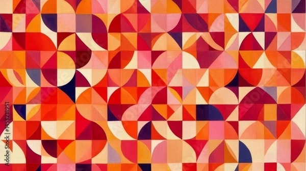Fototapeta Geometric Abstract Pattern Art red geometric background,