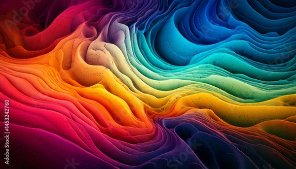 Fototapeta abstract waves, flowing shapes, layered design, smooth texture, gradient background, minimal art, fluid motion, wavy lines, organic form, digital illustration, soft curves, dynamic pattern, 3D effect,
