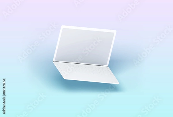 Fototapeta Laptop with blank computer screen. Mock up. 3d illustration