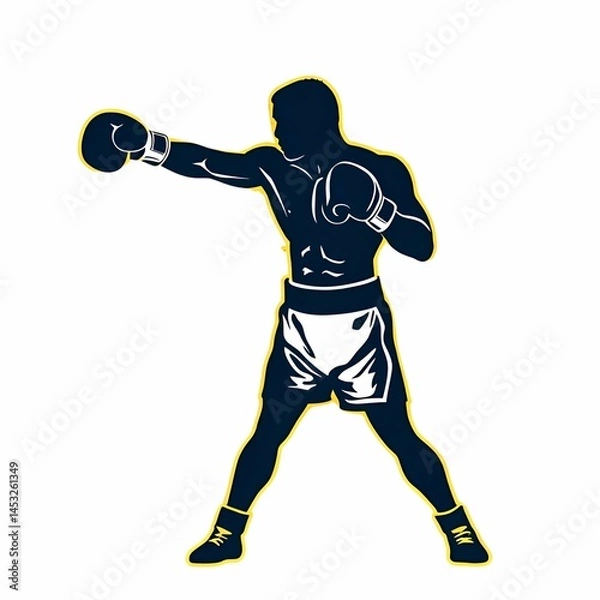 Fototapeta Silhouette of a Boxer , Boxing Illustration, Boxer Vector, Boxing Vector