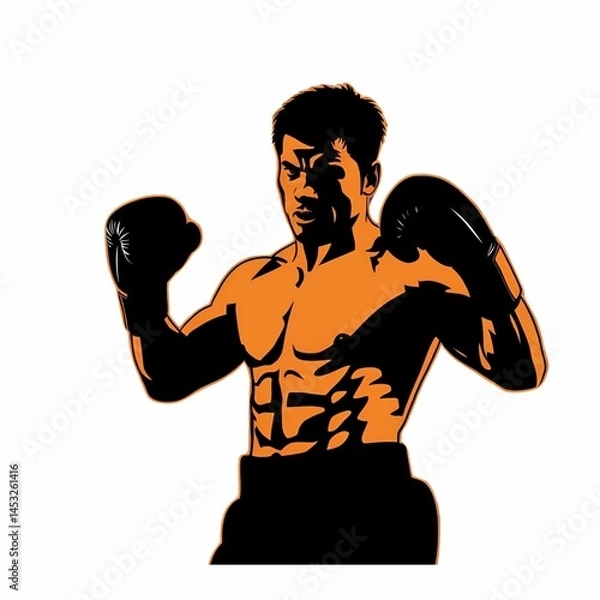 Fototapeta Silhouette of a Boxer , Boxing Illustration, Boxer Vector, Boxing Vector