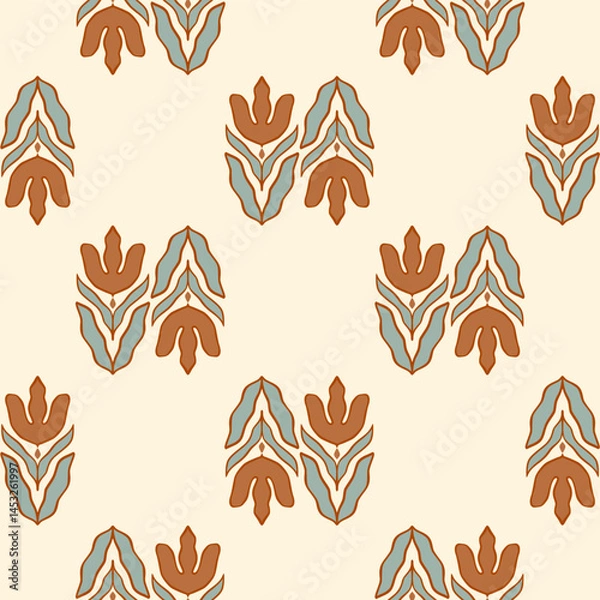 Obraz Hand drawn floral ethnic seamless pattern design, seamless abstract floral pattern