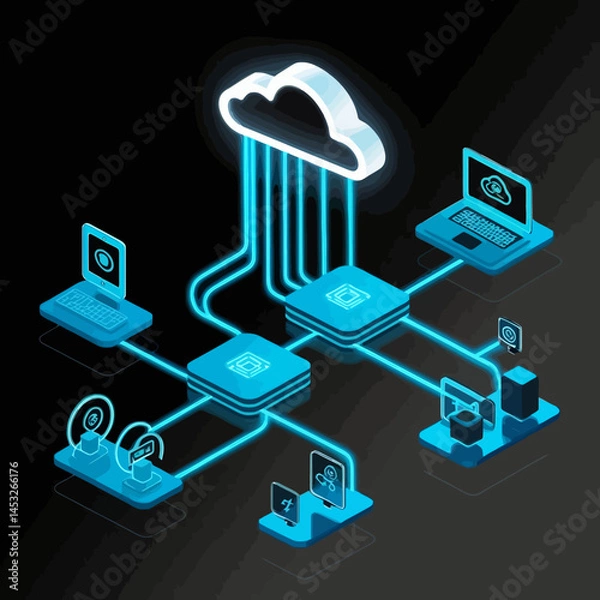 Fototapeta Cloud Computing Network Diagram