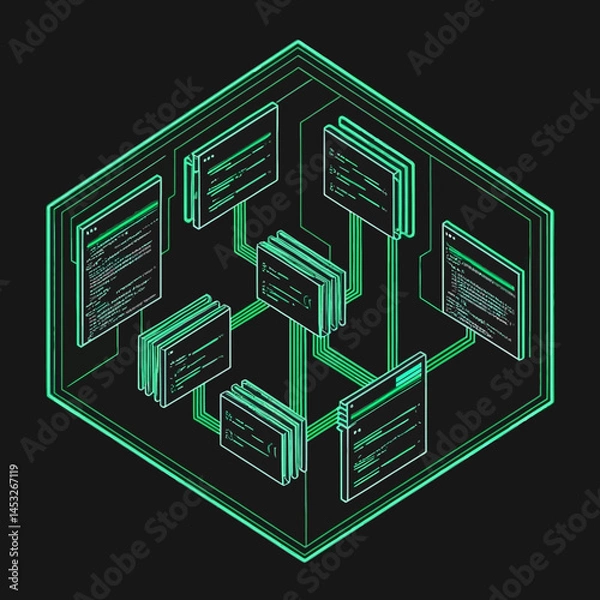Fototapeta Networked Data Visualization