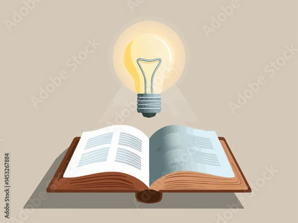 Fototapeta Open Book with Illuminated Lightbulb