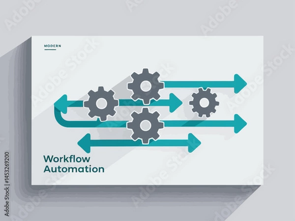 Fototapeta Navigating Efficiency: Gear and Arrow Workflow