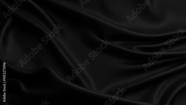 Fototapeta Soft black fabric with dramatic folds. Elegant texture for background or design element.