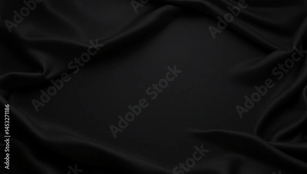 Fototapeta Soft black fabric with dramatic folds. Elegant texture for background or design element.