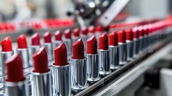 Fototapeta Lipstick Production Line: A Close-Up View