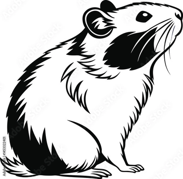 Fototapeta Vector Silhouette of Hamster on White Background

