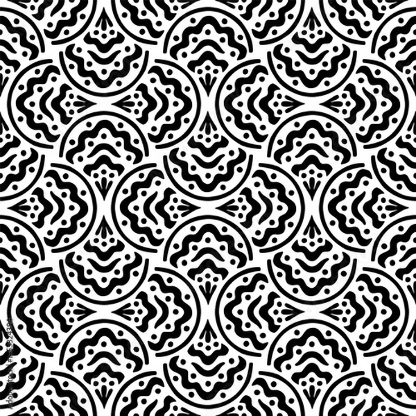 Fototapeta Vector seamless hand drawn pattern, fish scale print. Beautiful asian style design for textile, backgrounds, wallpaper, wrapping paper.