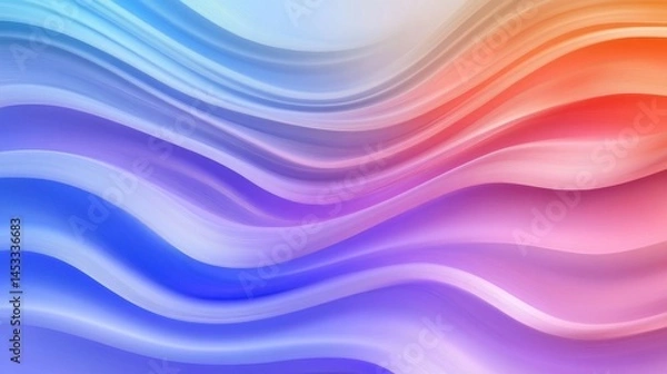 Fototapeta Colorful abstract waves with smooth gradients in blue, pink, and orange tones.