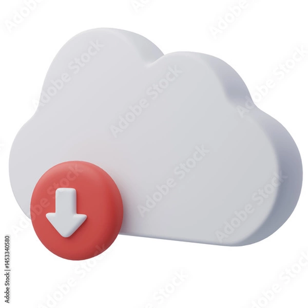 Fototapeta 3D Cloud with download, Data transfer, share.