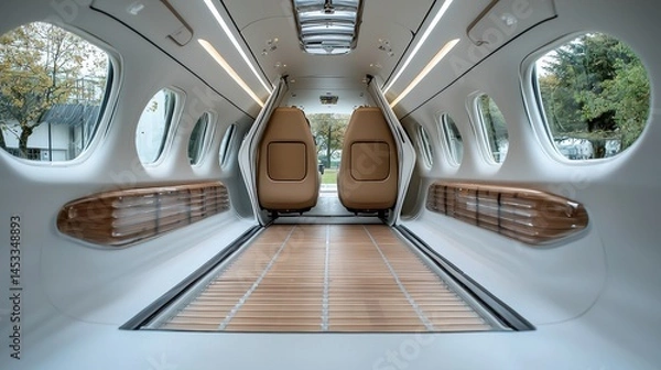 Obraz Spacious and Elegant Interior of a Private Jet with Modern Design