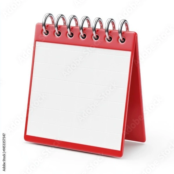 Fototapeta Blank Red Desk Calendar with Spiral Binding