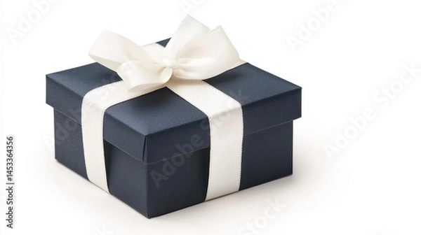 Obraz Elegant navy gift box with white ribbon for special occasions