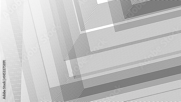 Fototapeta Abstract linear background with overlapping diagonal and horizontal lines, Trendy geometric pattern in monochrome style. Thin lines with gradient effect creating modern and stylish design.
