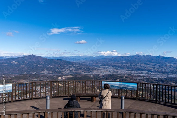 Obraz 伊香保温泉にある見聞山から望む、赤城山・谷川岳の壮大なパノラマ