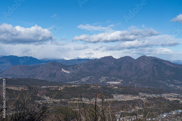 Obraz 伊香保温泉にある見聞山から望む、赤城山・谷川岳の壮大なパノラマ