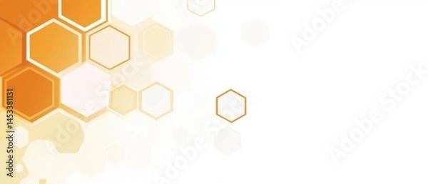 Fototapeta Abstract Orange Hexagons on White Background for Modern Design and Technology Presentation or Scientific Template