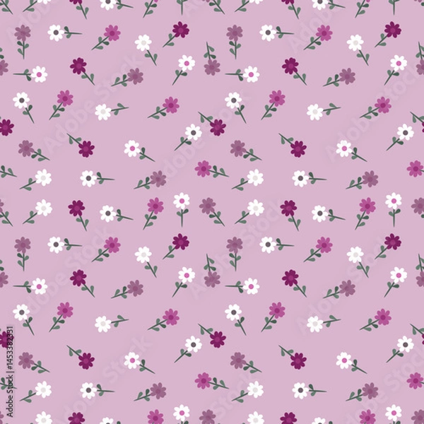 Obraz Floral seamless pattern ,flower branches seamless pattern , vector , illustration ,flowers pattern design Seamless flower pattern with colorful little flowers. Simple flat bright flowers background