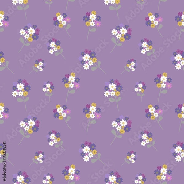 Obraz Floral seamless pattern ,flower branches seamless pattern , vector , illustration ,flowers pattern design Seamless flower pattern with colorful little flowers. Simple flat bright flowers background
