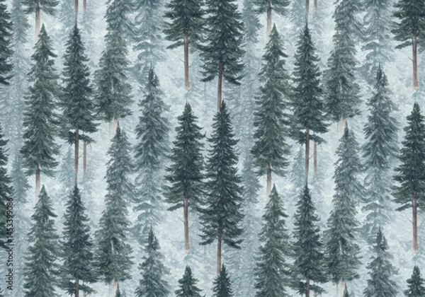 Obraz Pine tree seam pattern in snow.
