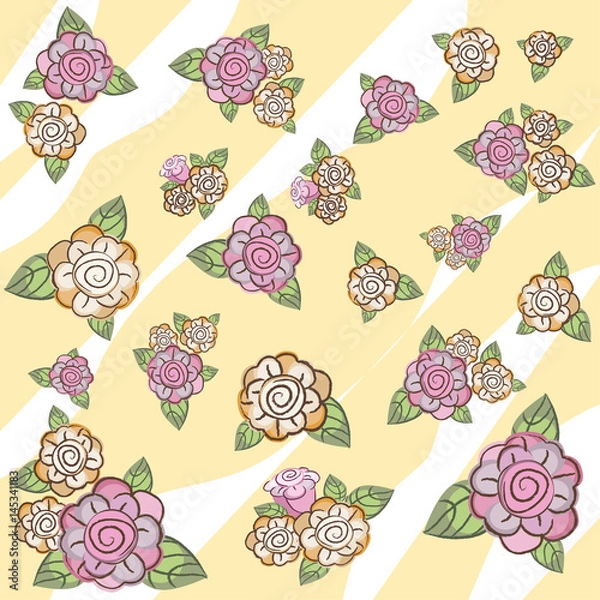Obraz Pattern rose flowers on a beige background