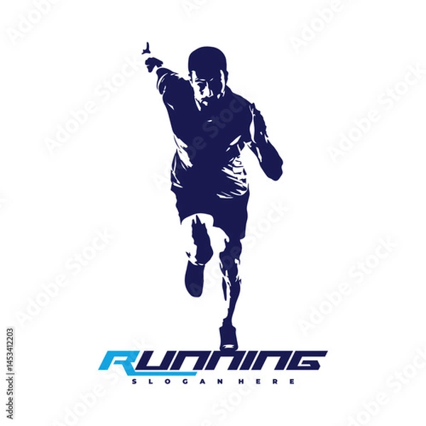 Obraz Running man logo.Silhouette runner man 